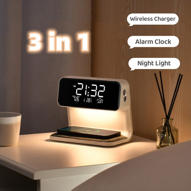 3-in-1 Bedside Lamp with Wireless Charger